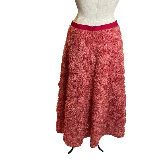 Akris Punto Womens Skirt Size 6 Red Gingham Organdy Rosette Applique Tulle Midi - Picture 8 of 12